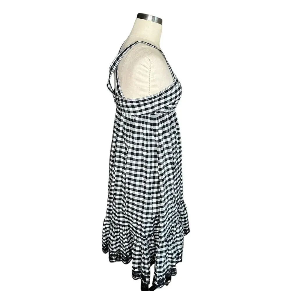 J. Crew Black and White Gingham Midi Dress - Picture 2 of 8